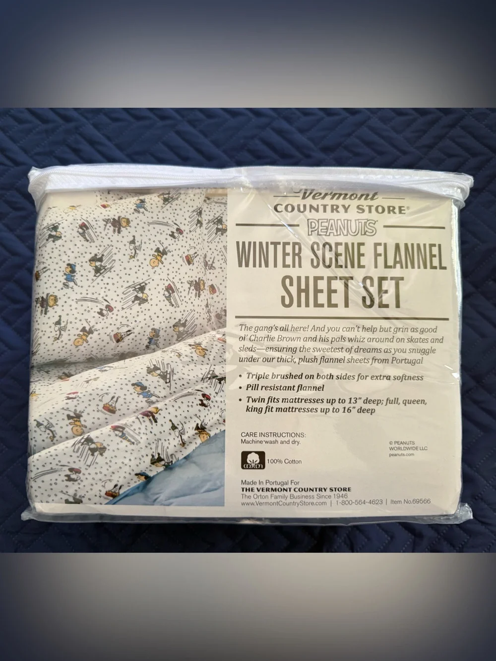 Peanuts Winter Scene Flannel Sheet Set FULL The Vermont Country Store